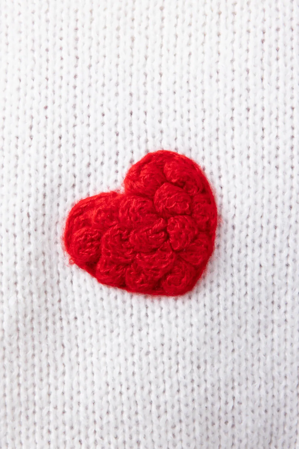 3D Heart Sweater for Women in White | LWT0073-WHITERED