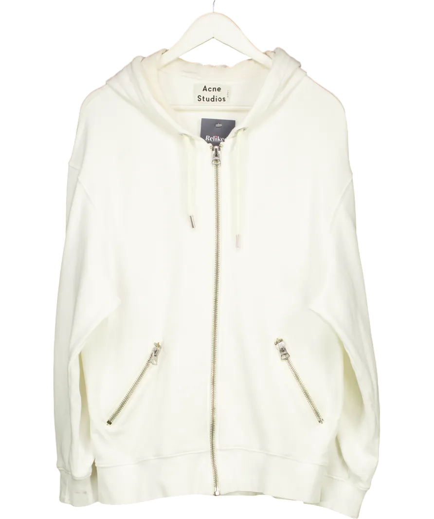 Acne Studios White Hooded Zipper Sweater UK S