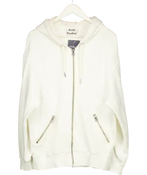 Acne Studios White Hooded Zipper Sweater UK S