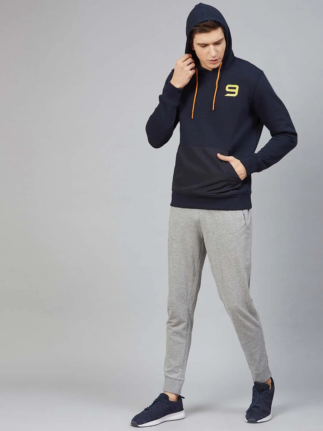 Alcis Men Navy Blue Solid Hooded Sweatshirt