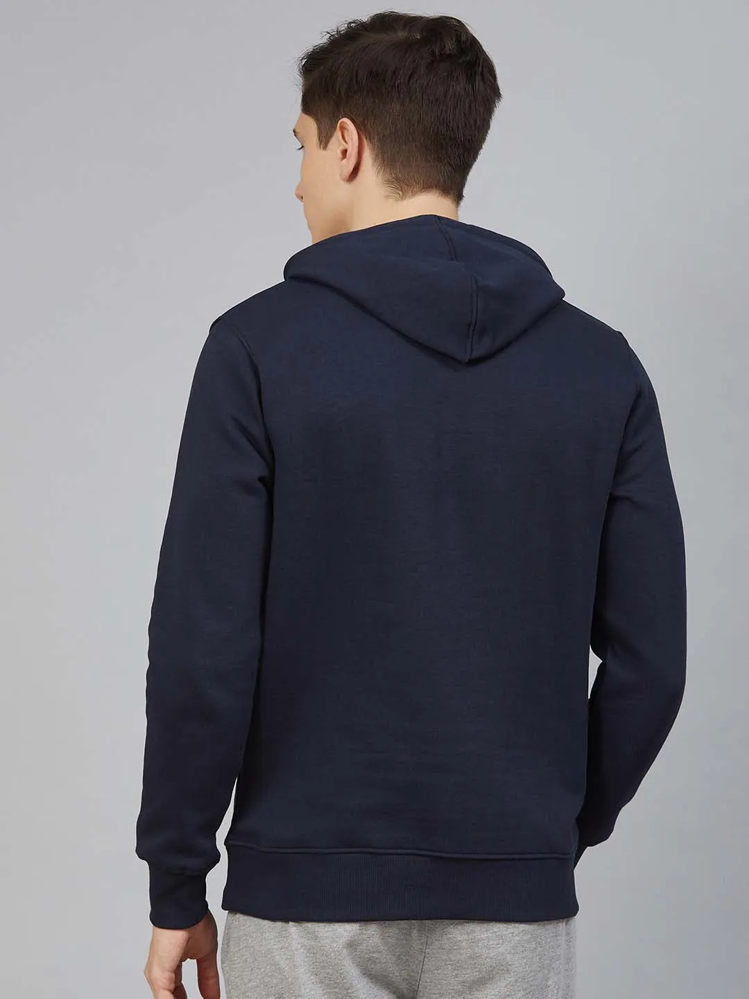 Alcis Men Navy Blue Solid Hooded Sweatshirt