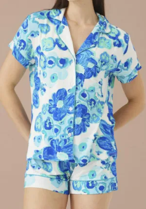 Alivia Jenna PJ Short Set - Blue Floral Pond