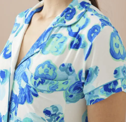 Alivia Jenna PJ Short Set - Blue Floral Pond