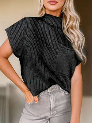 Always Essential Mock Neck Sweater: Black