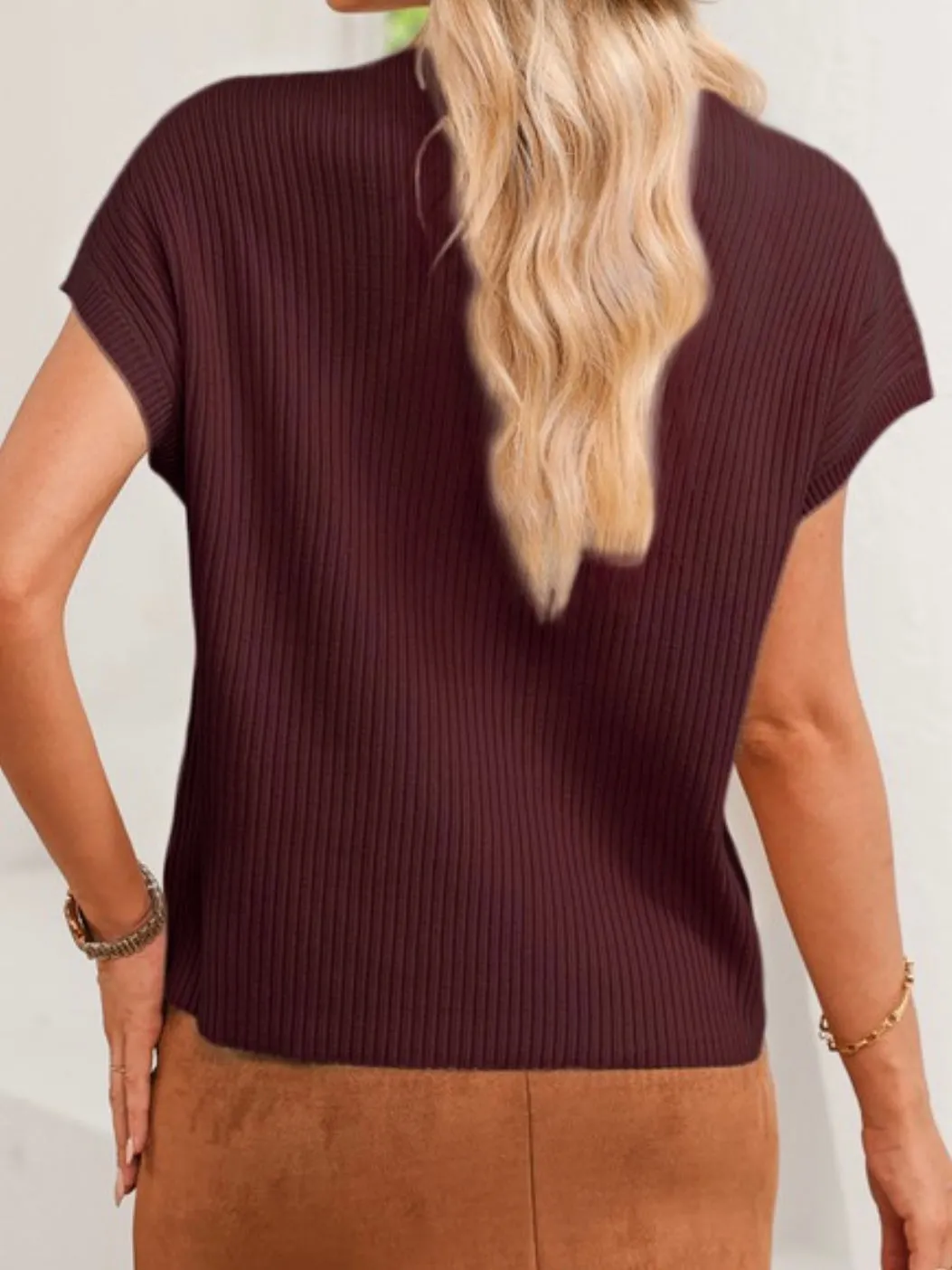 Always Essential Mock Neck Sweater: Wine