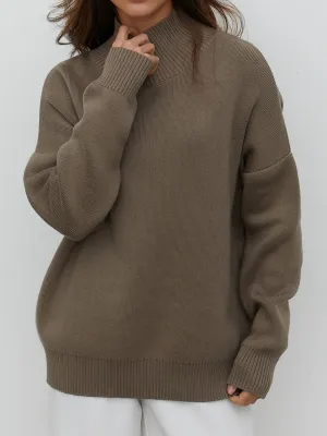 Arely Mock Neck Dropped Shoulder Sweater