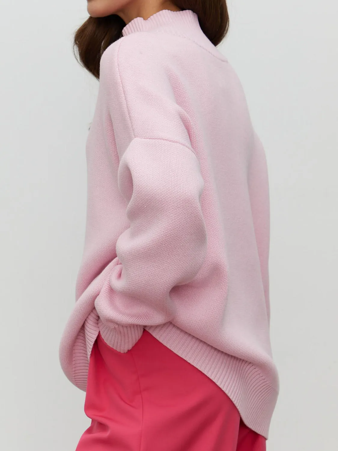 Arely Mock Neck Dropped Shoulder Sweater