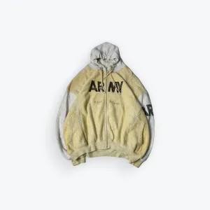 Army Rhinestone Zip-Up Hoodie