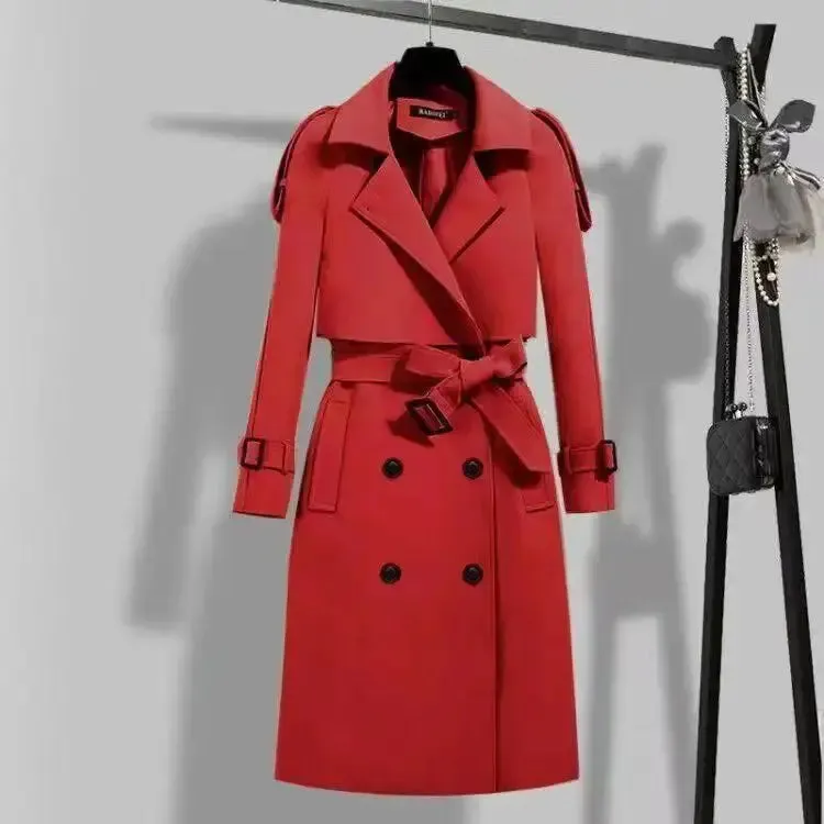 Autumn winter trench-coat Turn Down Collar black oversize Overcoat Long Sleeve plus size fashion women Trench Coats