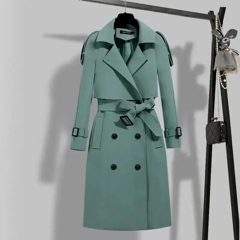 Autumn winter trench-coat Turn Down Collar black oversize Overcoat Long Sleeve plus size fashion women Trench Coats