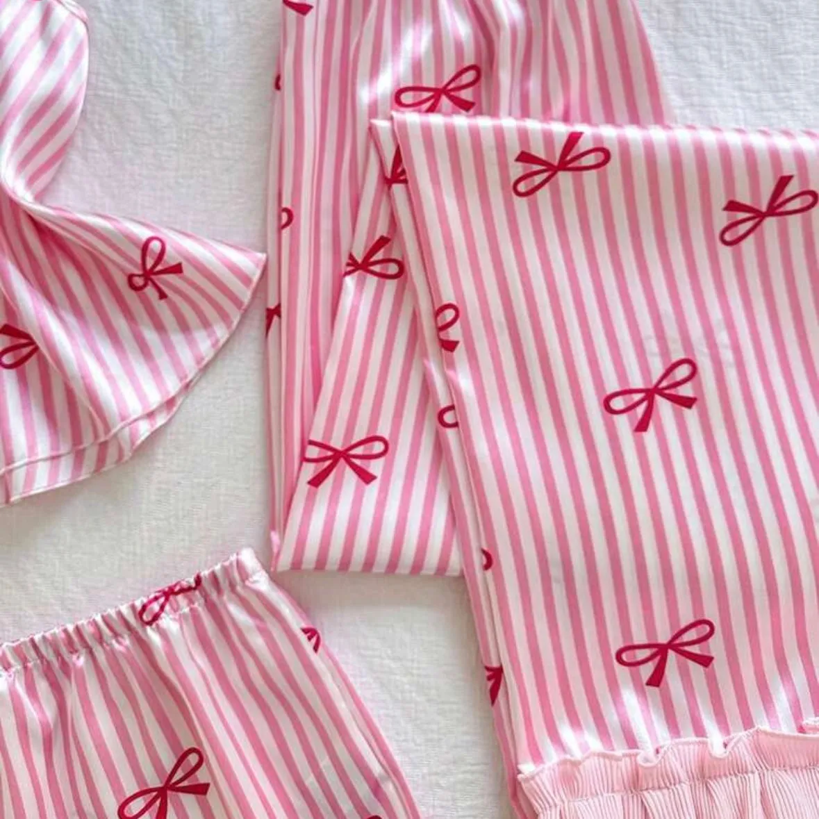 Bailey Ribbon Silk 3 Packs Pajamas - Pink