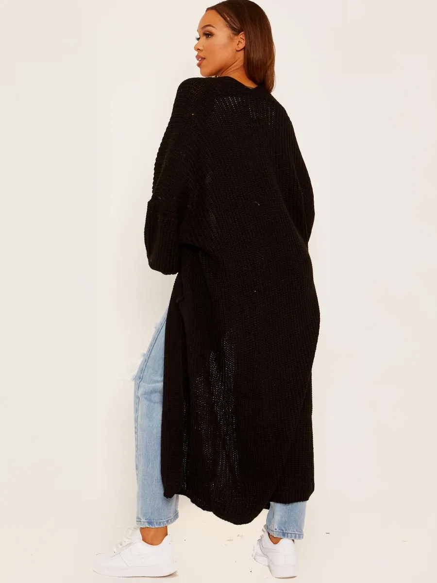 Balloon Sleeves Knitted Open Cardigan