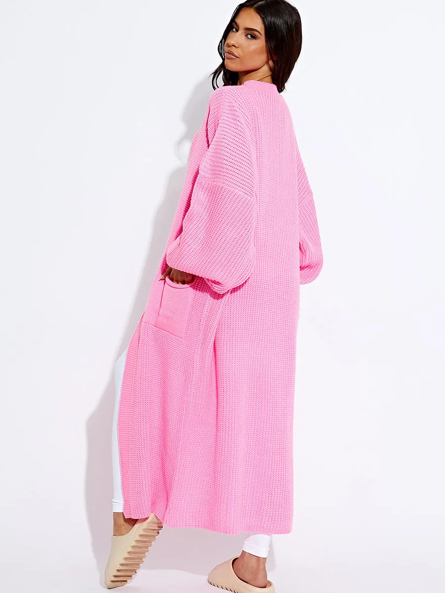 Balloon Sleeves Knitted Open Cardigan