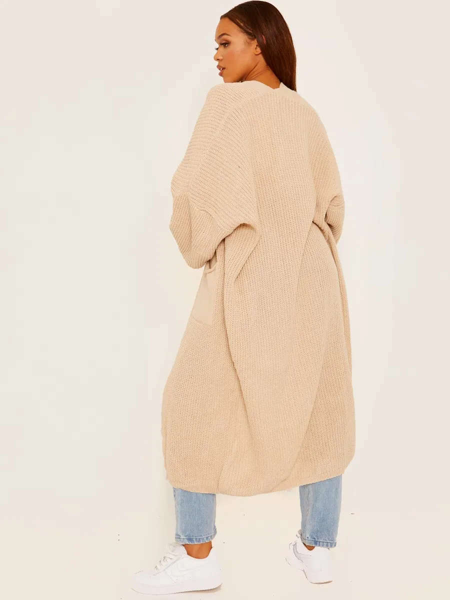 Balloon Sleeves Knitted Open Cardigan