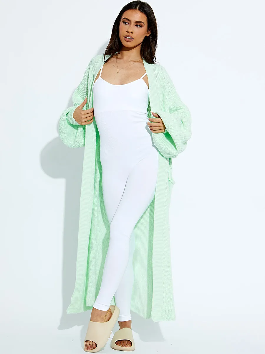 Balloon Sleeves Knitted Open Cardigan