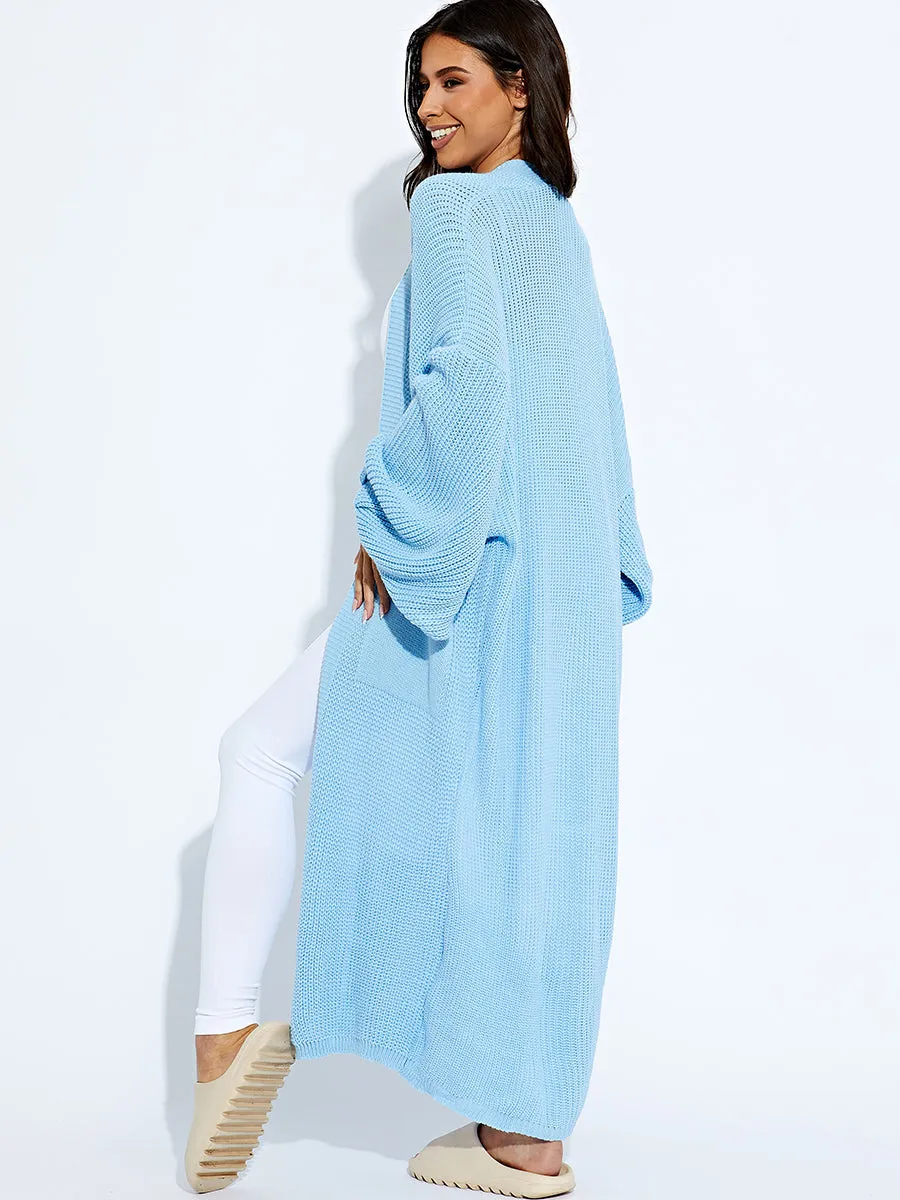 Balloon Sleeves Knitted Open Cardigan