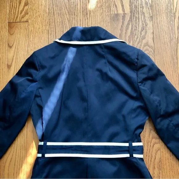 Banana Republic Navy Blue White Tipped Trench coat Women’s Size S