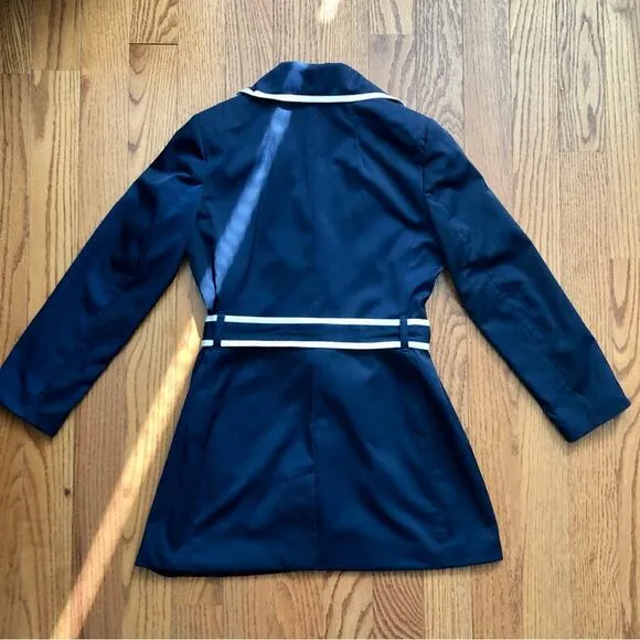 Banana Republic Navy Blue White Tipped Trench coat Women’s Size S