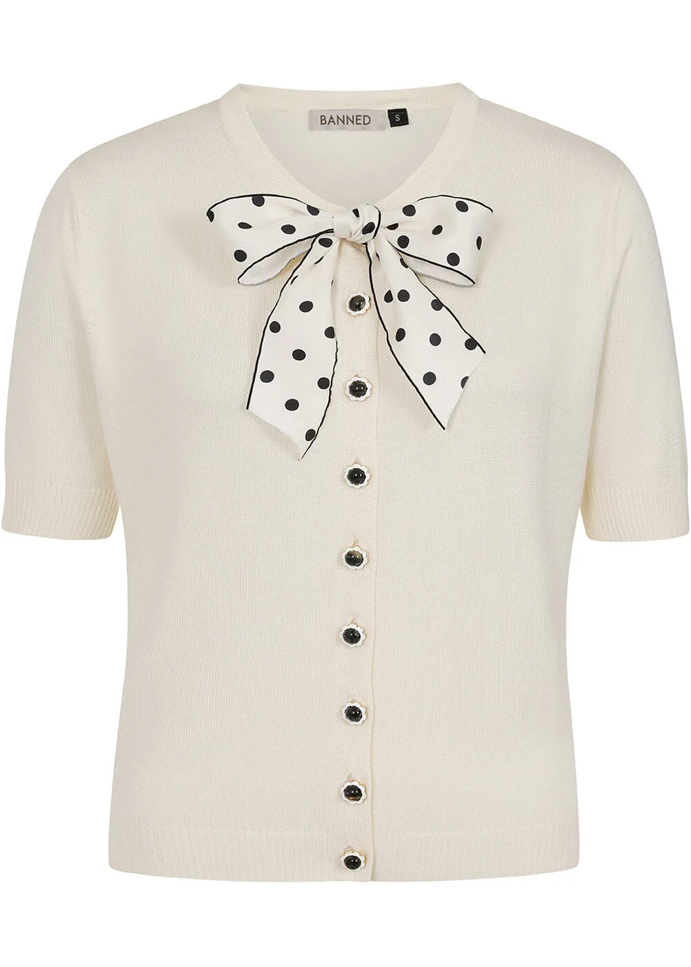 Banned Lady Luck Bow 40's Cardigan Cream