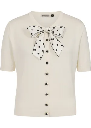 Banned Lady Luck Bow 40's Cardigan Cream