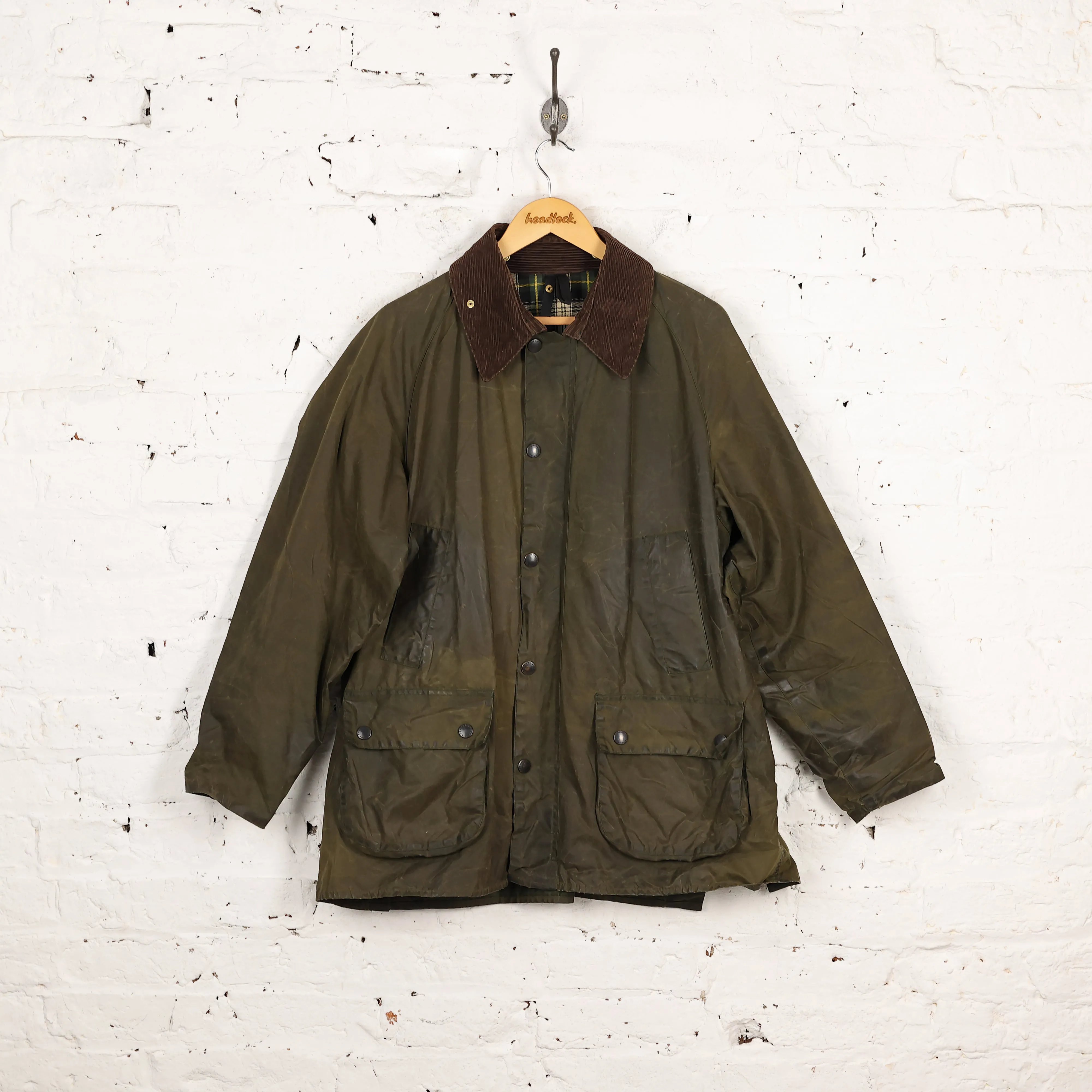 Barbour Bedale Wax Jacket Coat - Green - L