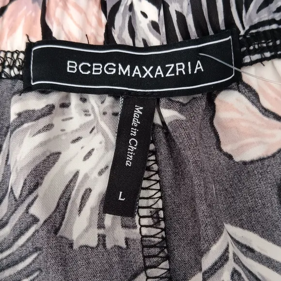 BCBGMAXAZRIA Pajama Set Cami Shorts Floral Tropical Palm Black Pink White Large