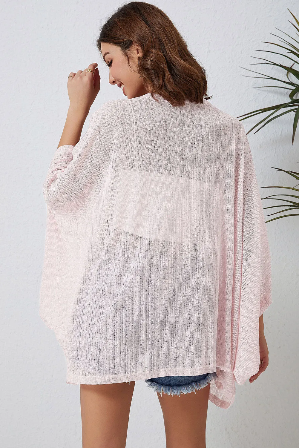 BerryBetty - Double Take Open Front Three-Quarter Sleeve Cardigan