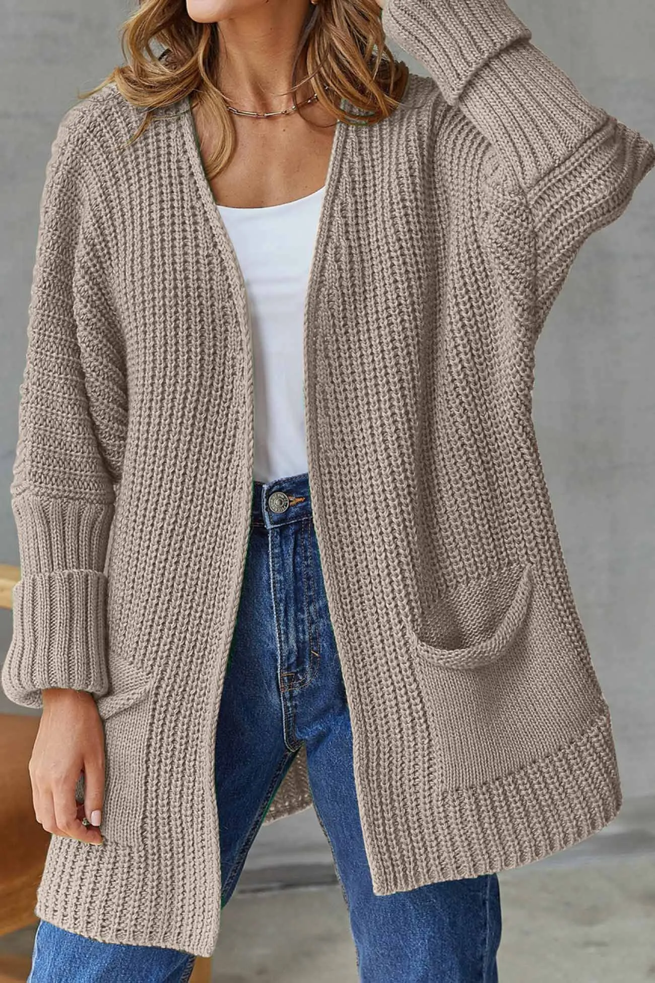 BerryBetty - Solid Open Front Long Cardigan