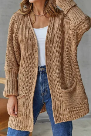 BerryBetty - Solid Open Front Long Cardigan