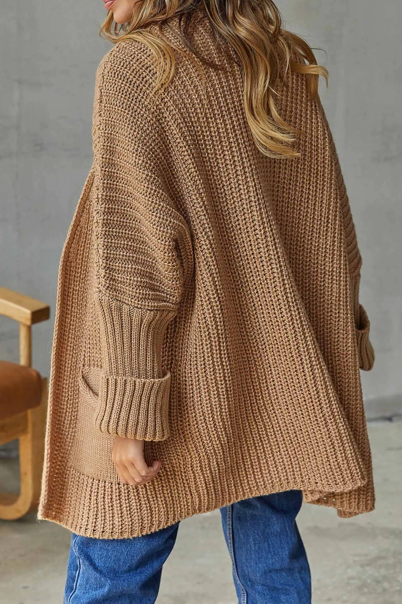 BerryBetty - Solid Open Front Long Cardigan