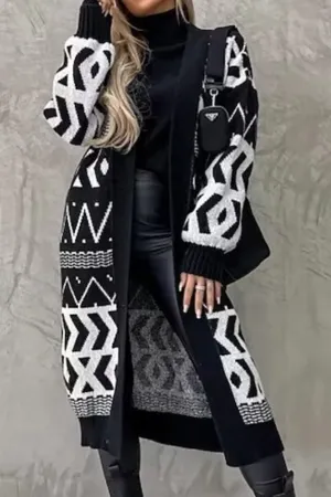 BerryBetty - Vintage Jacquard Patchwork Long Cardigan