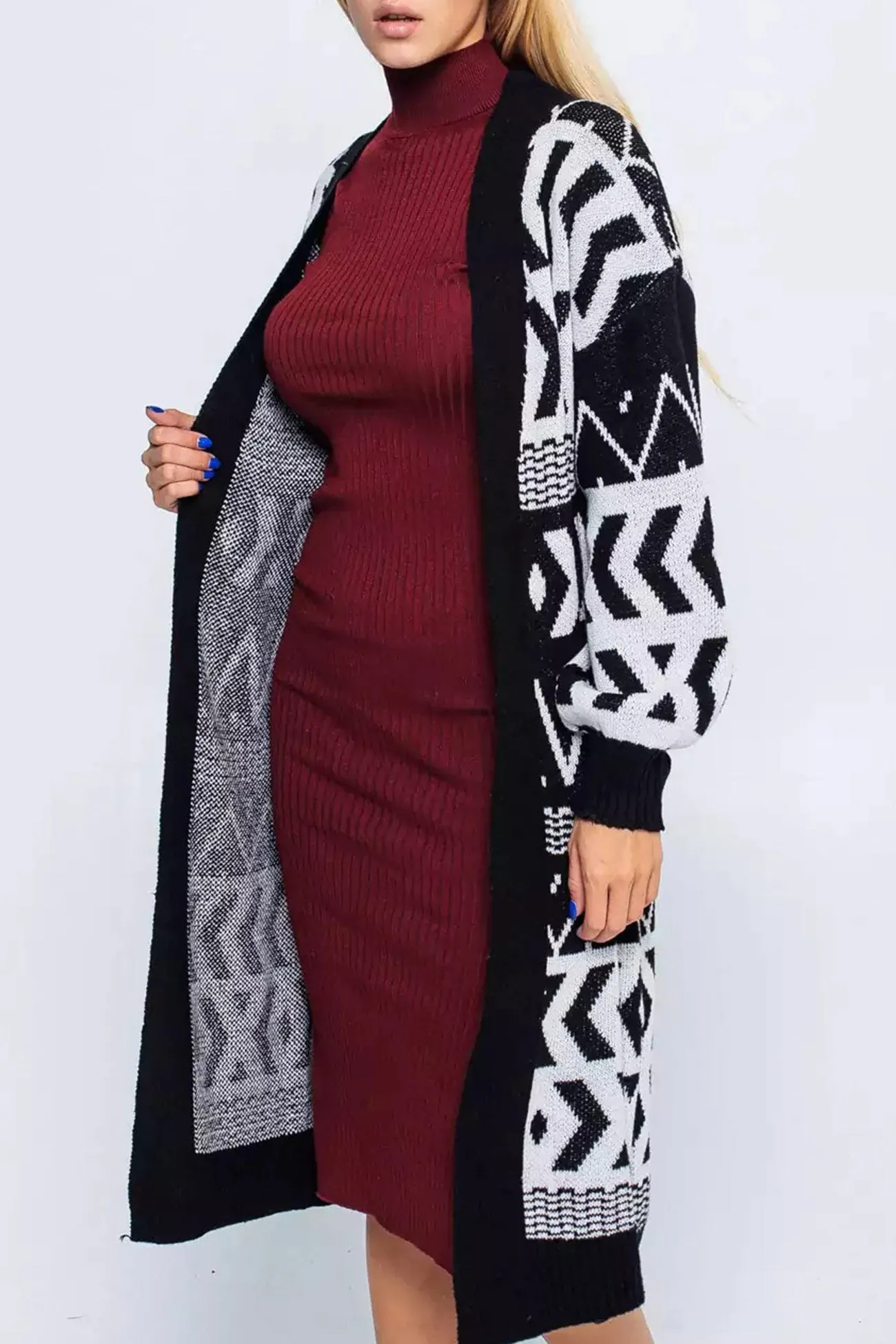 BerryBetty - Vintage Jacquard Patchwork Long Cardigan