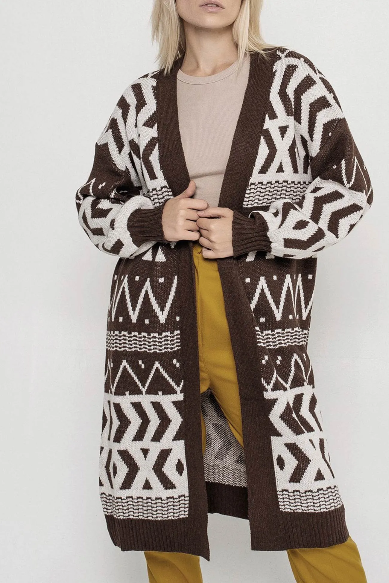 BerryBetty - Vintage Jacquard Patchwork Long Cardigan