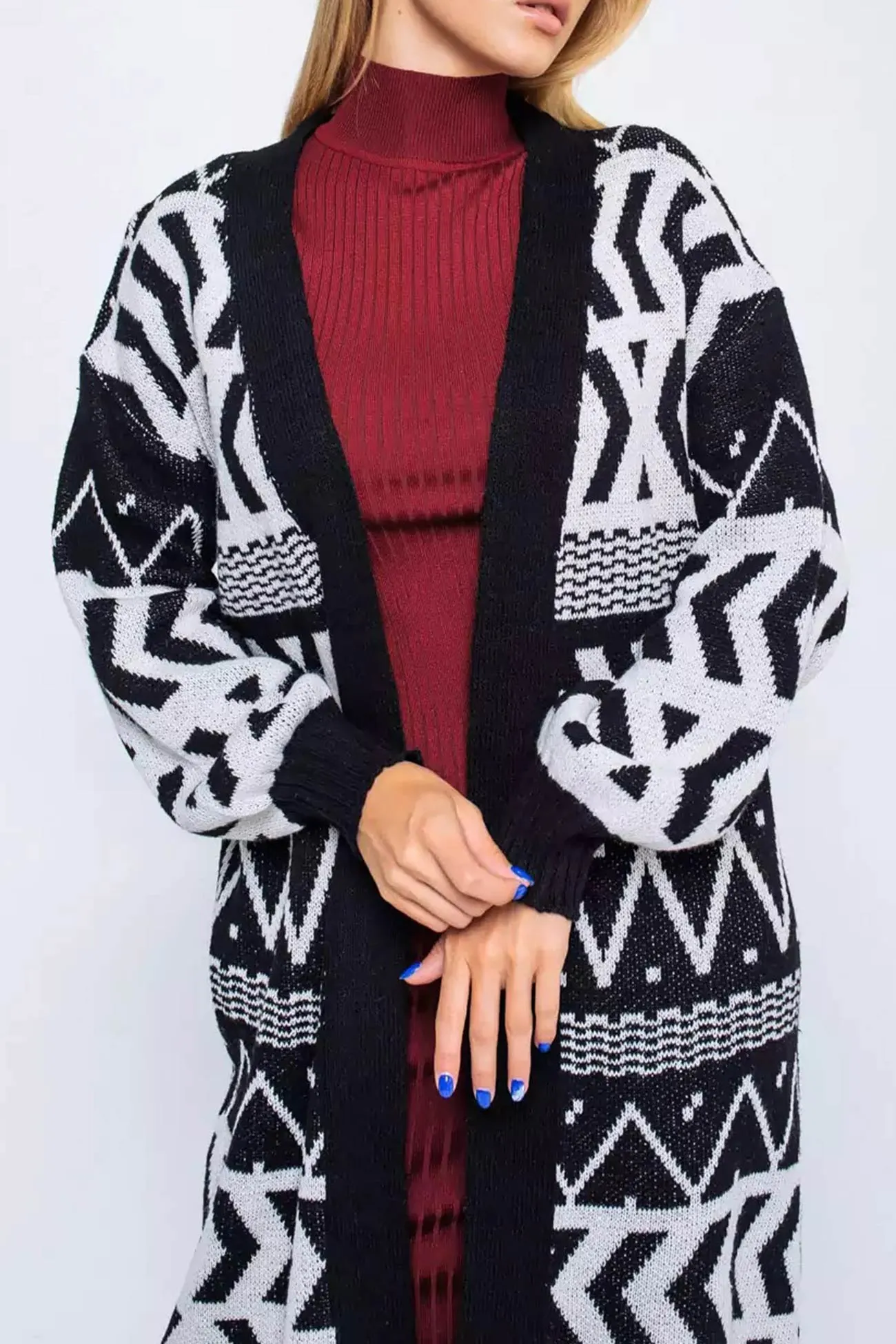 BerryBetty - Vintage Jacquard Patchwork Long Cardigan