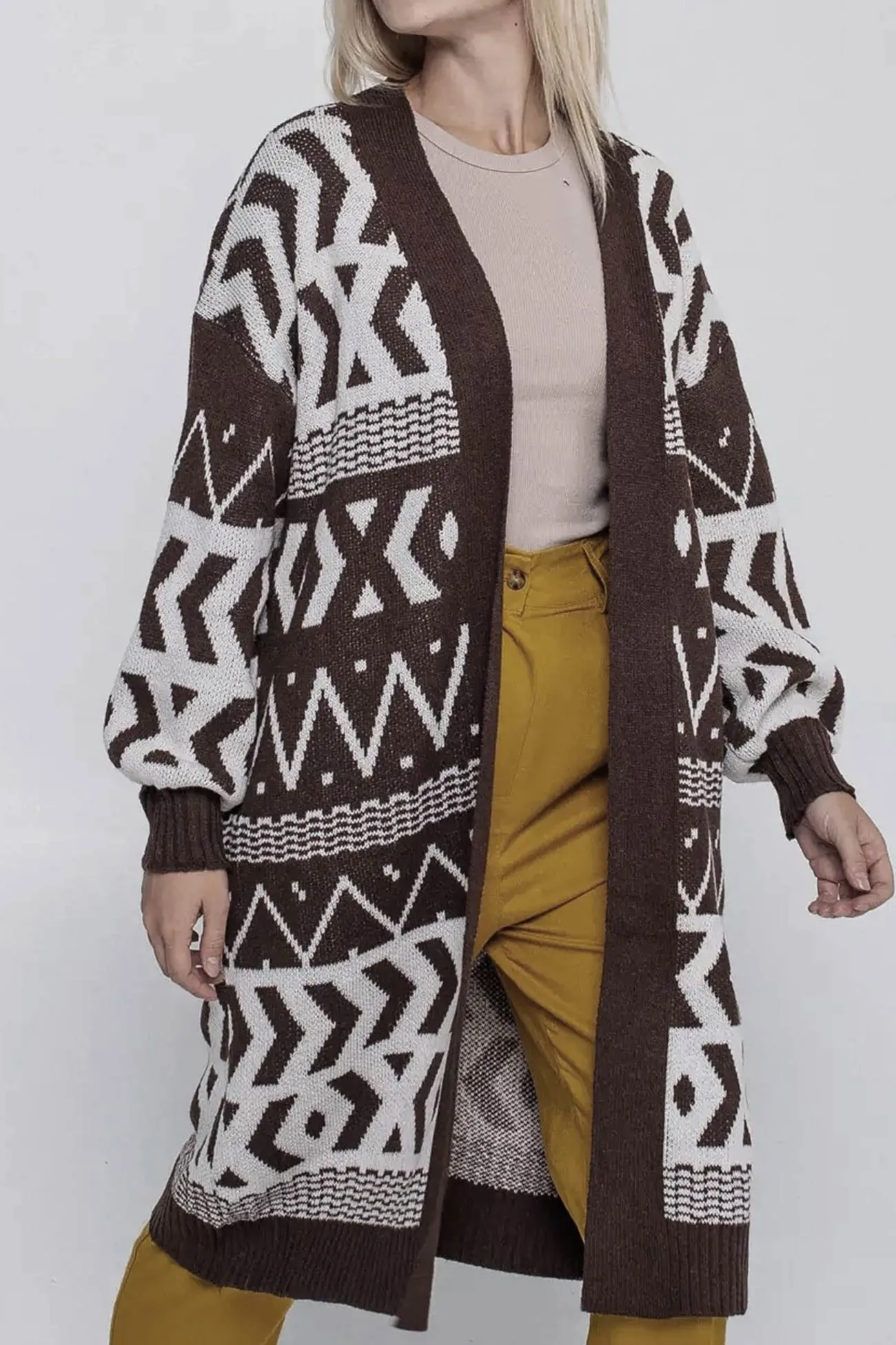 BerryBetty - Vintage Jacquard Patchwork Long Cardigan