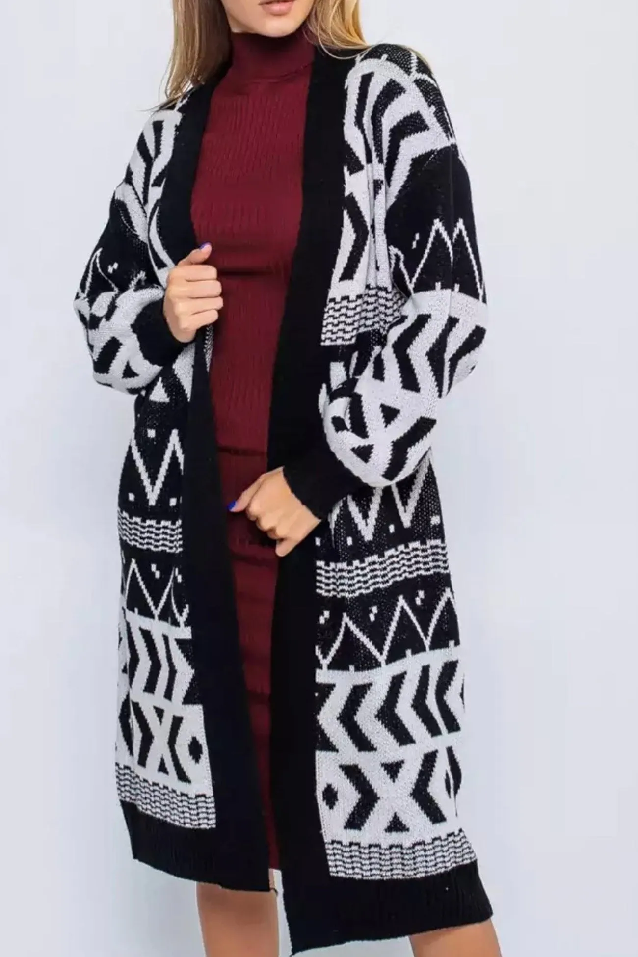 BerryBetty - Vintage Jacquard Patchwork Long Cardigan