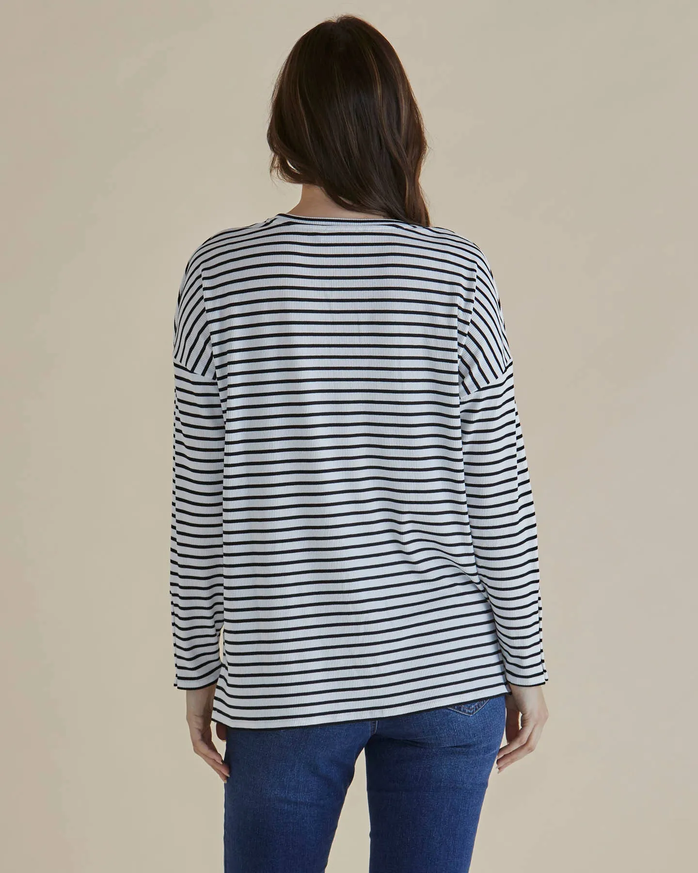 Betty Basics Hendrix Ribbed Long Sleeve Tee - Stripe