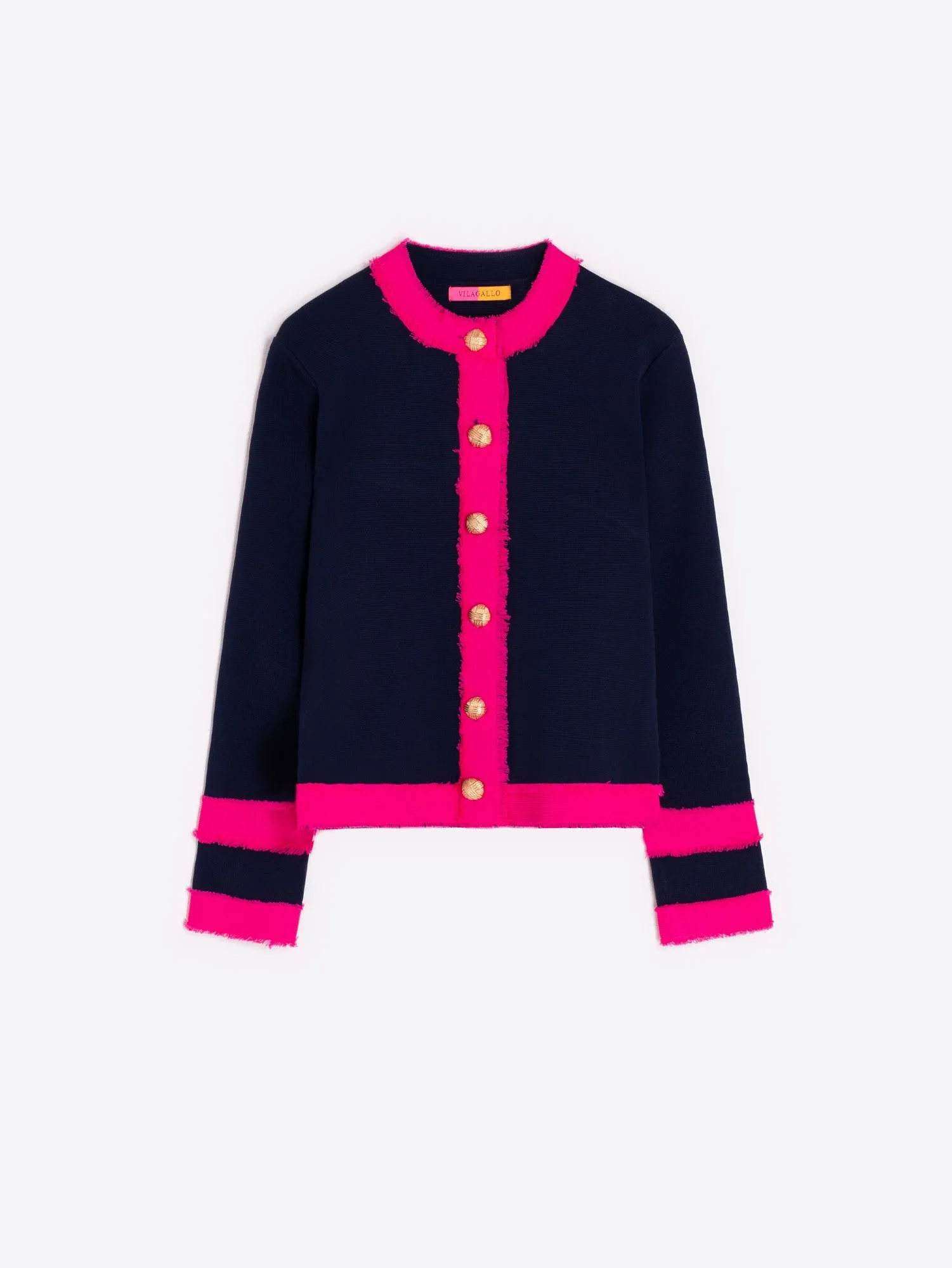 Bicolor Cardigan - Navy/Pink