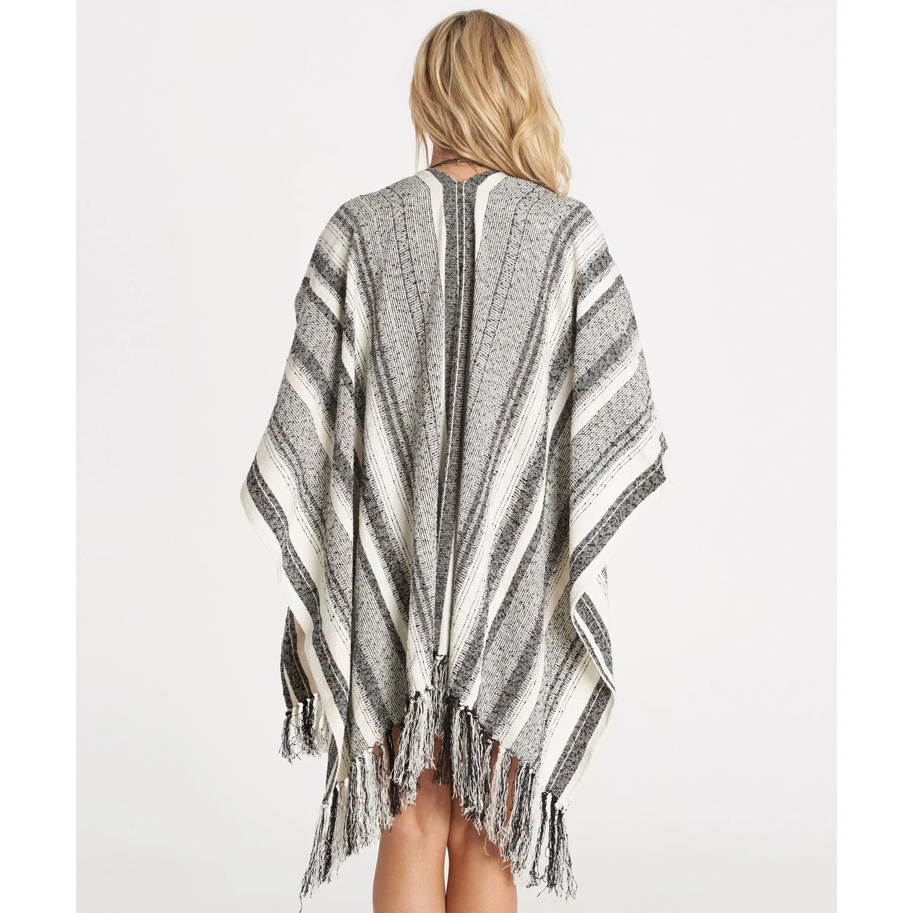 Billabong Women's Seaside Voyage Open Front Poncho | Black/White