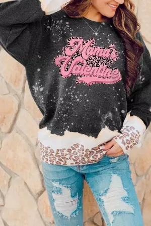 Black Mamas Valentine Leopard Bleached Sweatshirt