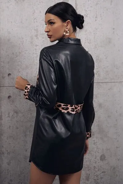 Bold Women's Leopard Print Trench Coat with Tailored Waist
