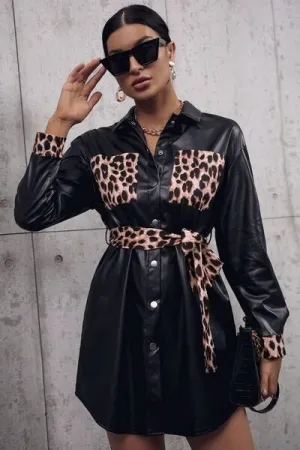 Bold Women's Leopard Print Trench Coat with Tailored Waist