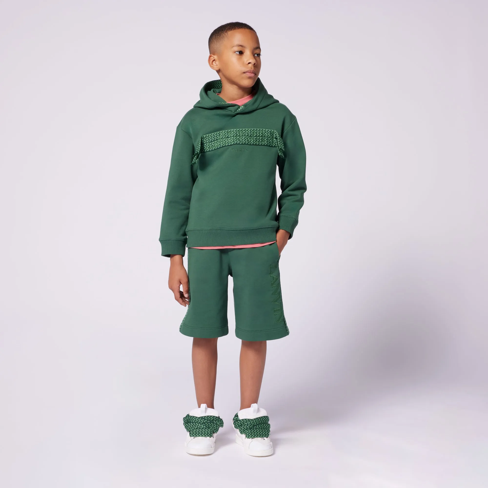 Boys Green Hooded LogoSweatshirt