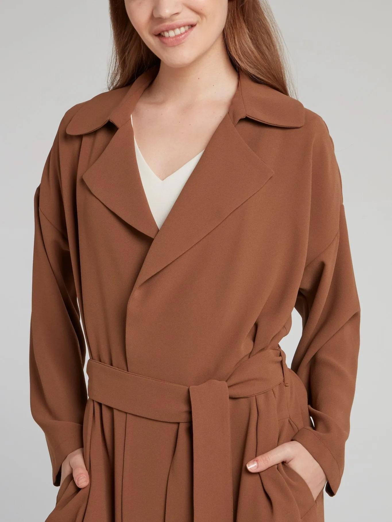Brown Belted Trench Coat