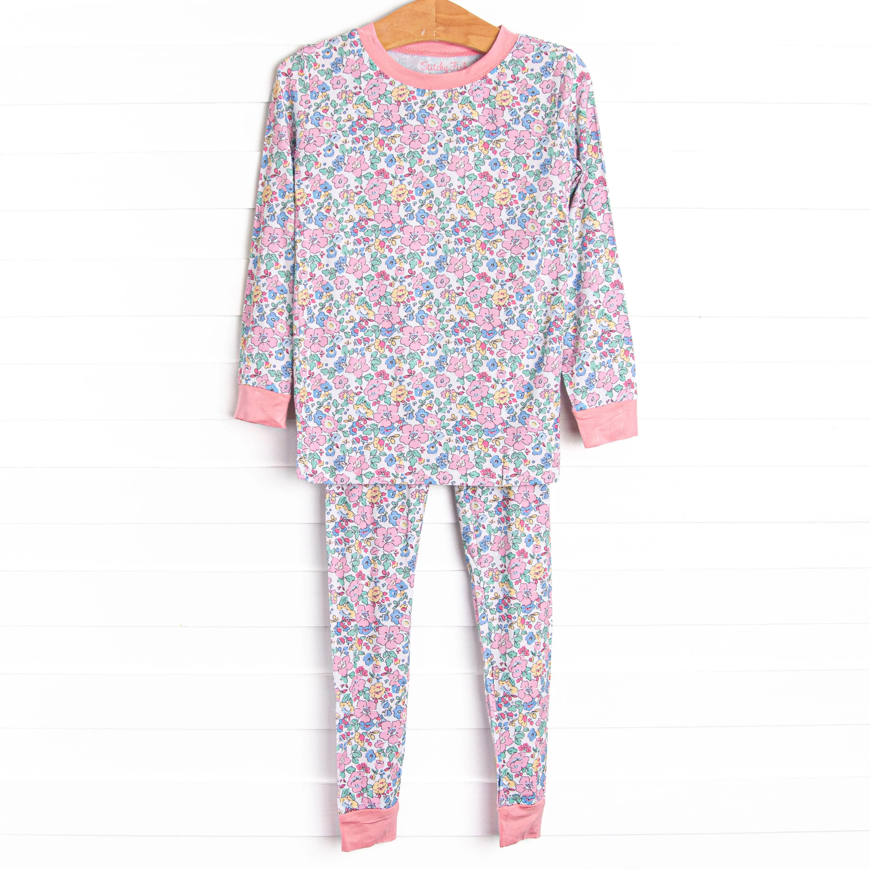 By the Bay Blooms Bamboo Pajama Set, Pink