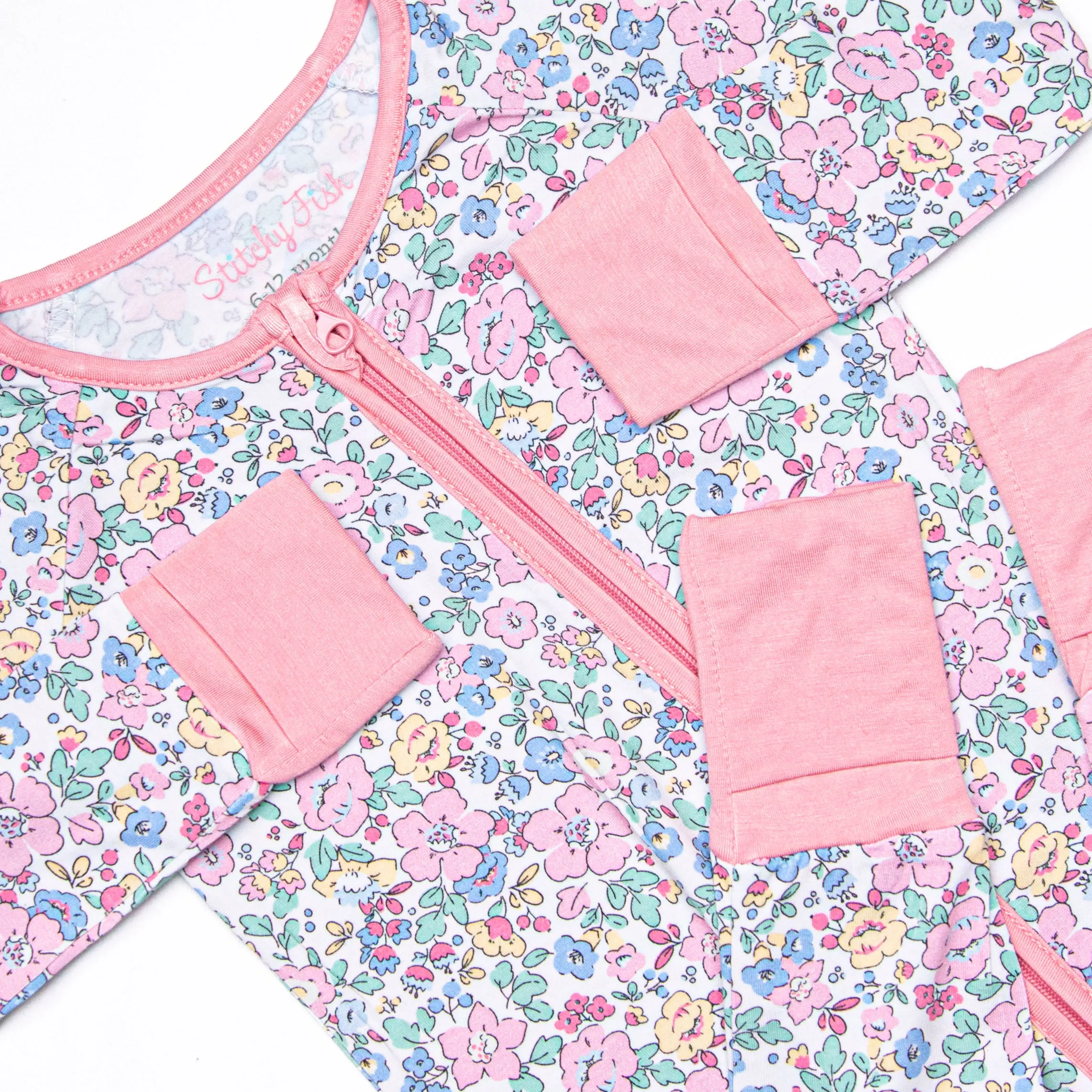 By the Bay Blooms Bamboo Zippy Pajama, Pink