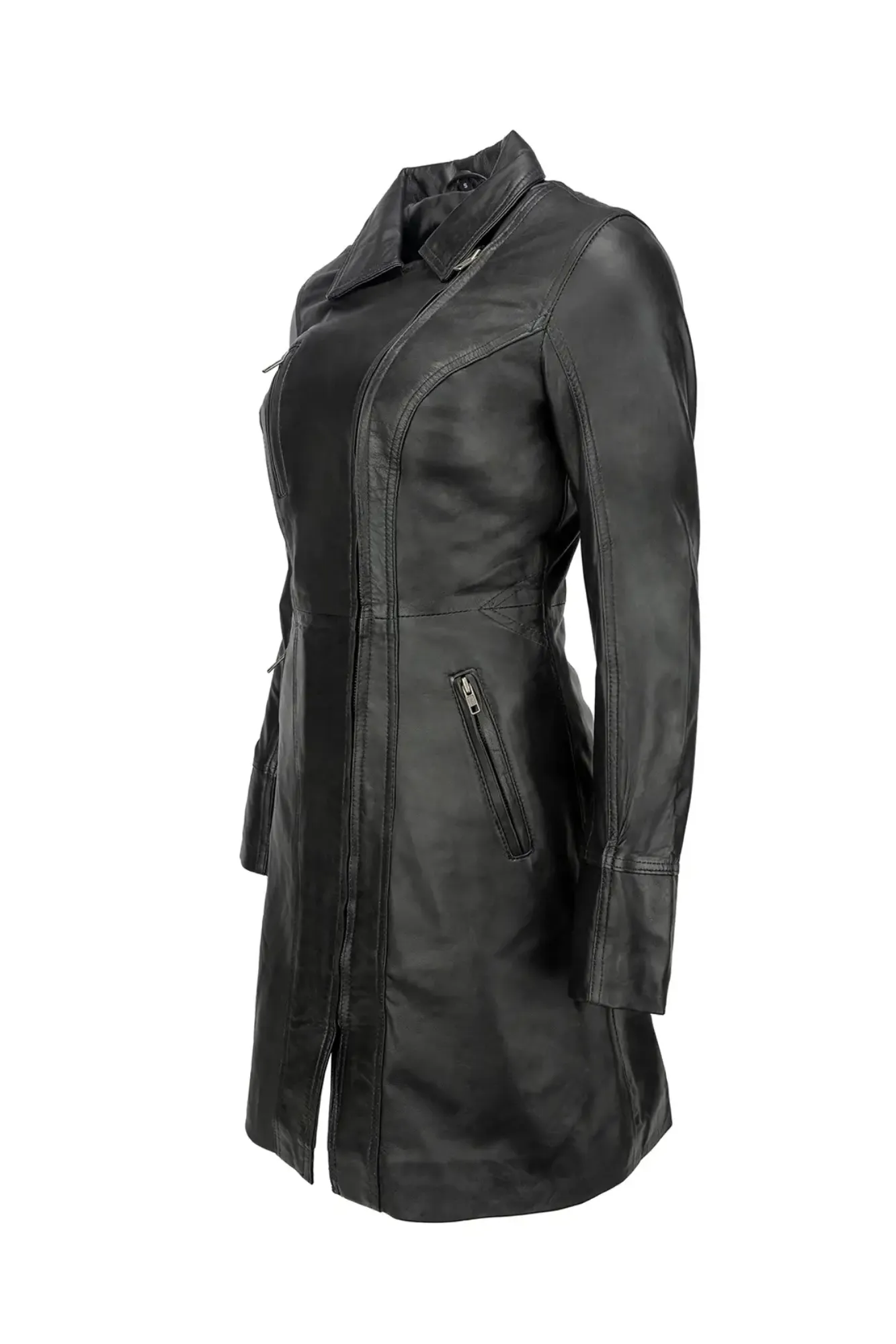 'Calypso' Ladies Trench Style Leather Jacket