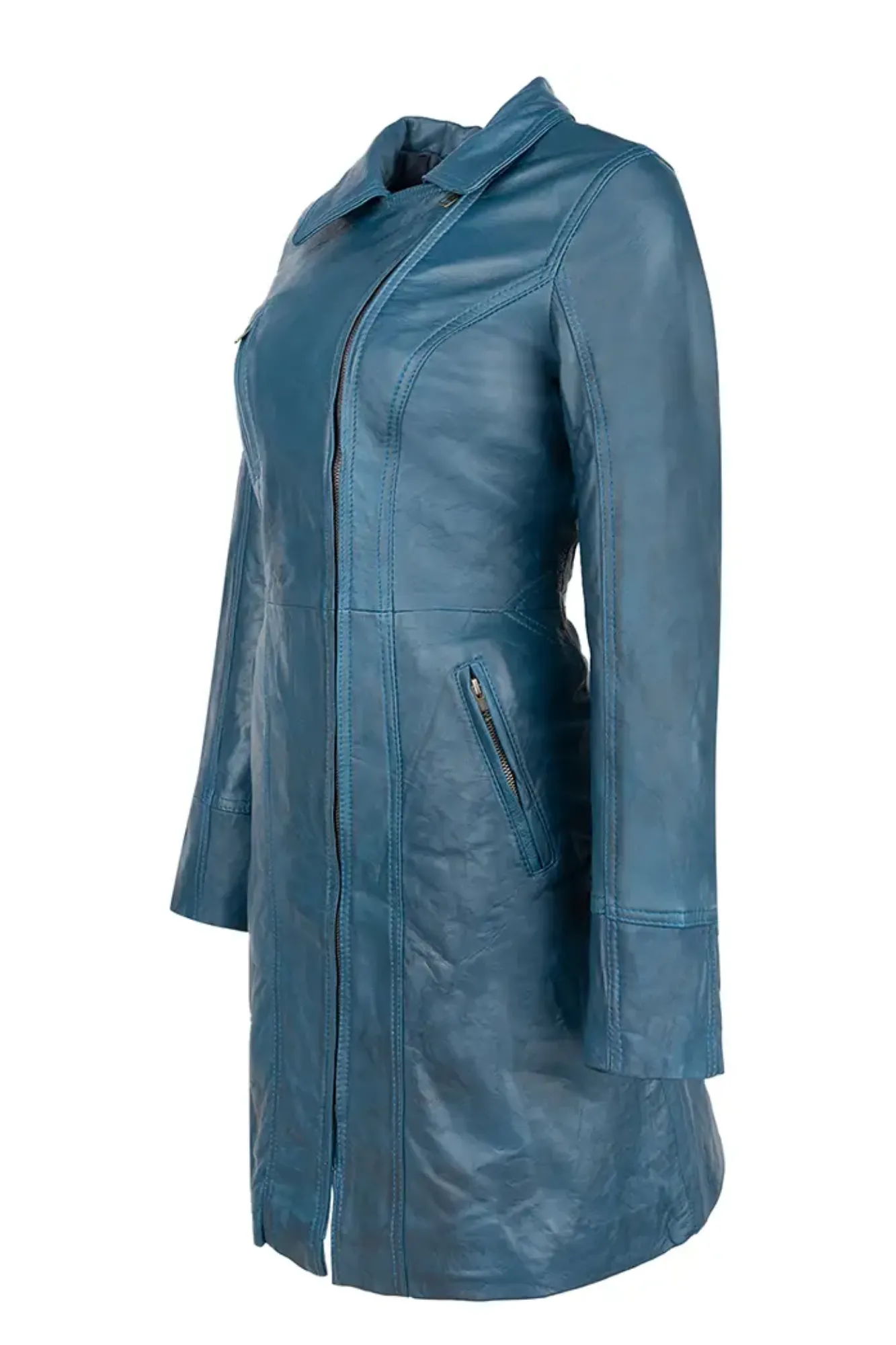 'Calypso' Ladies Trench Style Leather Jacket