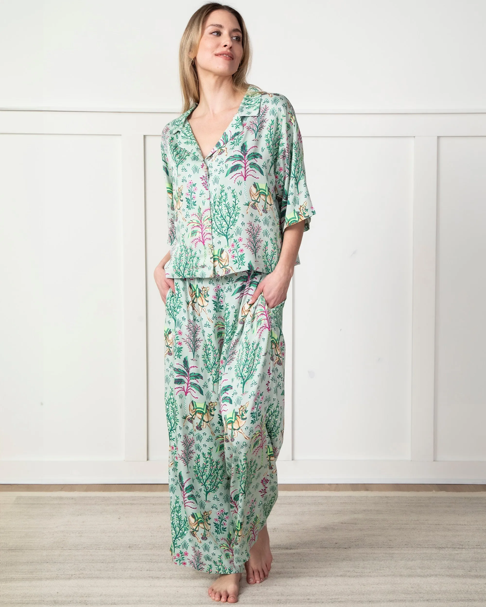 Camel's Courtyard - Petite Satin Wildest Dreams Set - Avocado