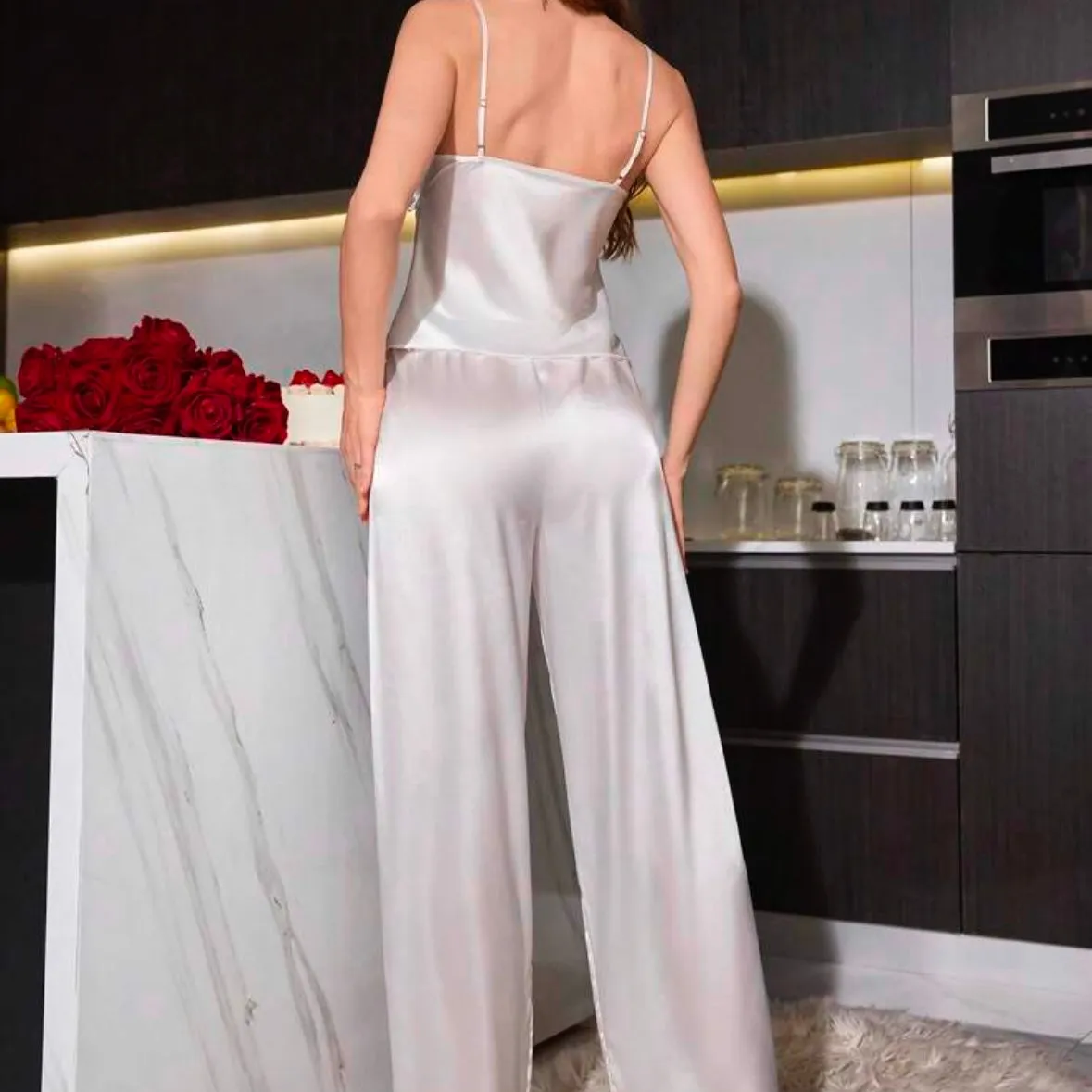 Carolina Silk Pajamas Set - White